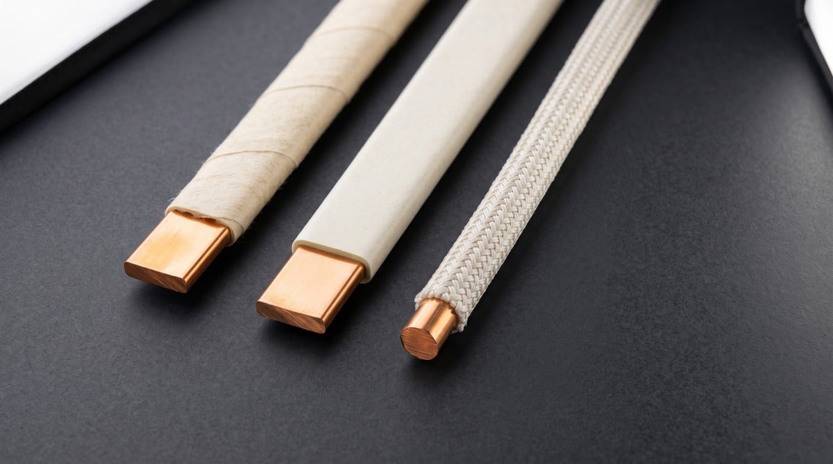 Conductor for Transformer Manufacturing & Repair » Transformer Winding Conductor Copper transformer winding conductors with kraft paper, Nomex aramid and fibreglass insulation